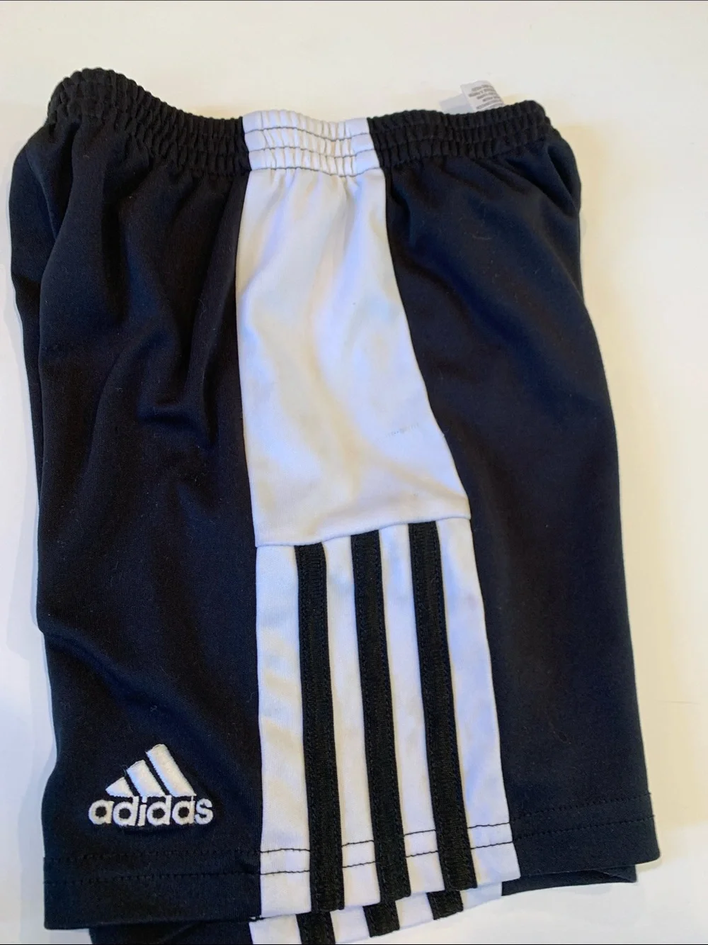 adidas Flawed Boys Size 4 Black and White Elastic Waist Pull-On Athletic Shorts